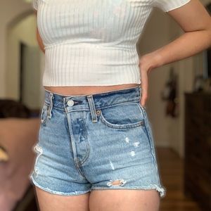 Levi’s Light-Wash Denim Cutoff Jean Shorts